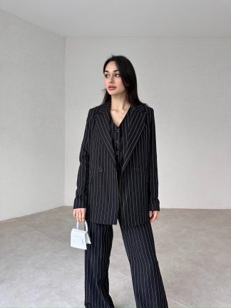Çizgili Üçlü SALLY Takım 7849 - Siyah 