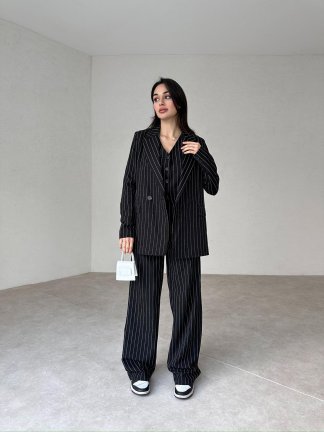 Çizgili Üçlü SALLY Takım 7849 - Siyah - 2