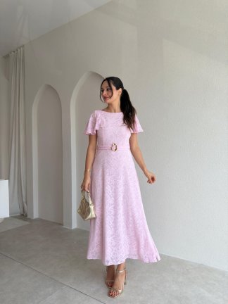 CLARİA Midi Elbise 3625 - Pembe - 1