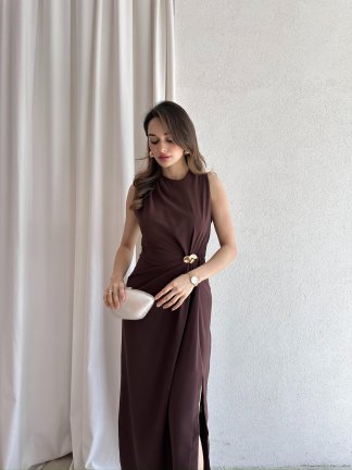 CLESİ Midi Elbise 4567 - Acı Kahve - 1