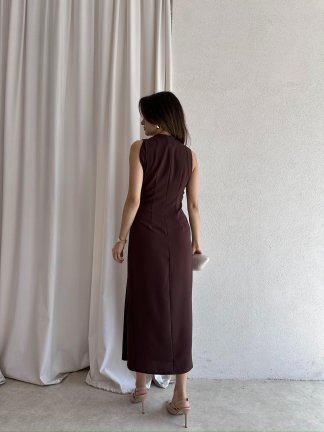CLESİ Midi Elbise 4567 - Acı Kahve - 3
