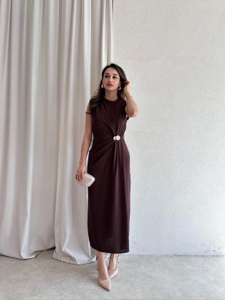 CLESİ Midi Elbise 4567 - Acı Kahve - 2