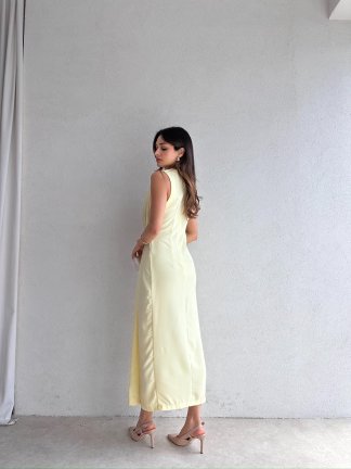 CLESİ Midi Elbise 4567 -Sarı - 3