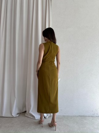 CLESİ Midi Elbise 4567 - Yağ Yeşili - 3