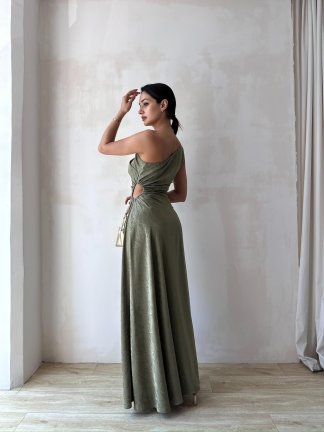CLEVER Maxi Elbise 6886 - Haki - 3