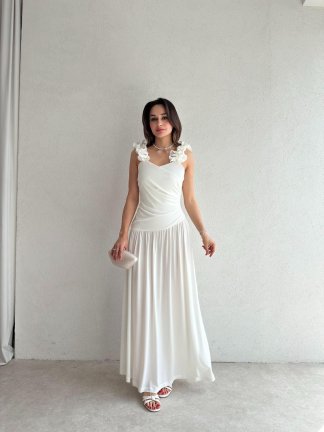 CLOUDY Maxi Elbise 2023 - Beyaz - 2
