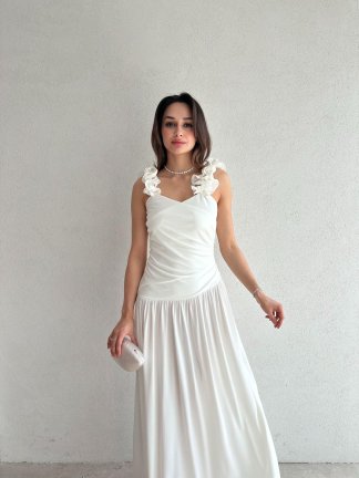 CLOUDY Maxi Elbise 2023 - Beyaz 