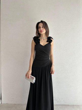 CLOUDY Maxi Elbise 2023 - Siyah - 1