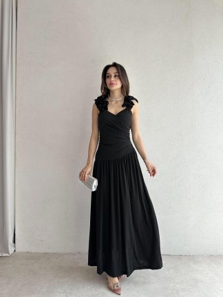 CLOUDY Maxi Elbise 2023 - Siyah - 2