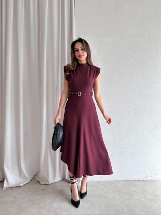 COMMON Midi Elbise 6747 - Bordo - 2