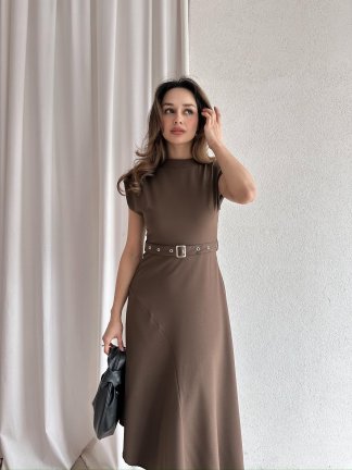 COMMON Midi Elbise 6747 - Kahverengi - 1