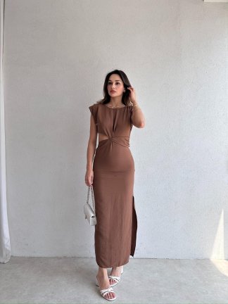 COPERNİCUS Midi Elbise 9222 - Acı Kahve - 2