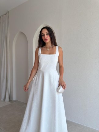 CORDOVA Maxi Elbise - 0714 - Beyaz - 2
