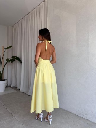CORREX Maxi Elbise 5457 - Sarı - 3