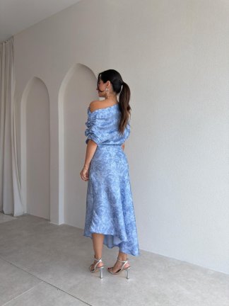 CORSET Midi Elbise 3746 - Mavi - 3