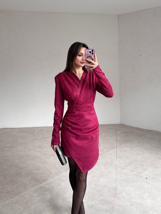 COWBOY Mini Elbise 3219 - Bordo - 2