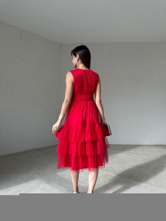 COZA Midi Elbise 5141 - Kırmızı - 3