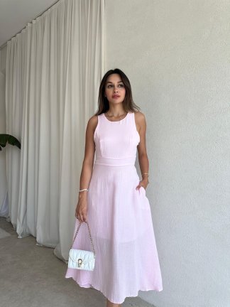 COZY Midi Elbise 4572 - Pudra - 2