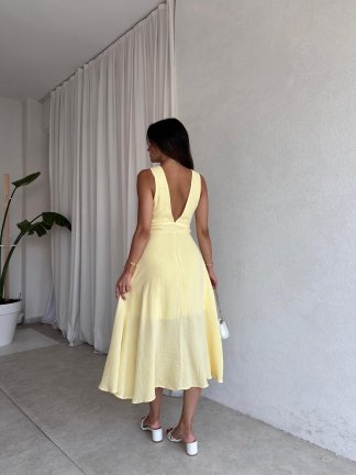 COZY Midi Elbise 4572 - Sarı - 3