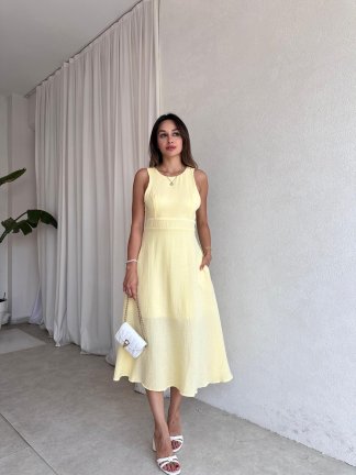 COZY Midi Elbise 4572 - Sarı - 2