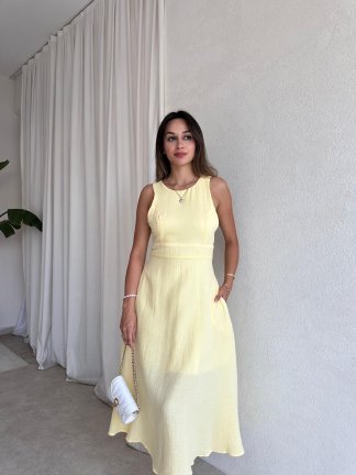 COZY Midi Elbise 4572 - Sarı 
