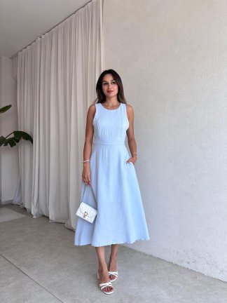 COZY Midi Elbise 4572 - Mavi - 2