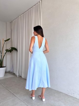 COZY Midi Elbise 4572 - Mavi - 3