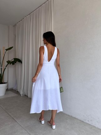 COZY Midi Elbise 4572 - Beyaz - 3