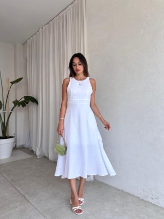 COZY Midi Elbise 4572 - Beyaz - 1