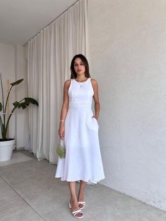 COZY Midi Elbise 4572 - Beyaz - 2