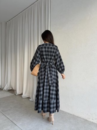 CRATER Ekose Elbise 8344 - Siyah - 2