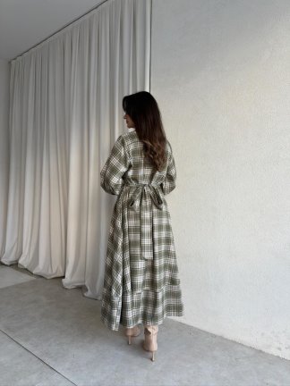 CRATER Ekose Elbise 8344 - Yağ Yeşili - 2