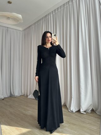 CREST Maxi Elbise 8712 - Siyah - 3