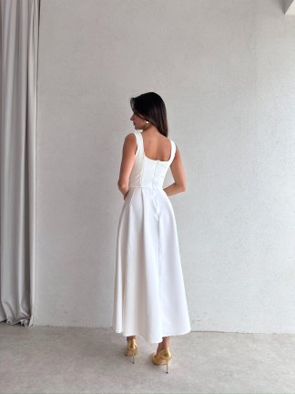 CREW Midi Elbise 3494 - Beyaz - 3