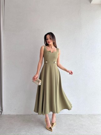CREW Midi Elbise 3494 - Haki - 2