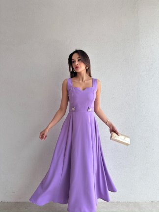 CREW Midi Elbise 3494 - Lila 