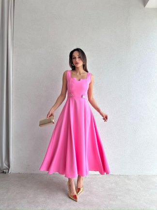 CREW Midi Elbise 3494 - Pembe 