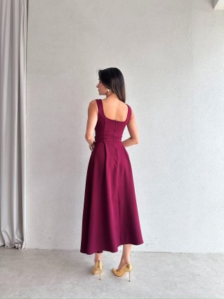 CREW Midi Elbise 3494 - Bordo - 4