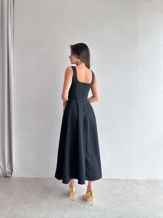 CREW Midi Elbise 3494 - Siyah - 3