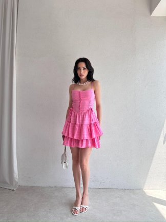 CROCE Mini Elbise 7087 - Pembe - 2