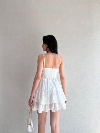 CROCE Mini Elbise 7087 - Beyaz - 3