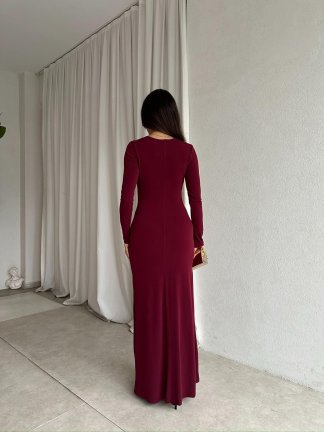CROSS Maxi Elbise 7301 - Bordo - 3
