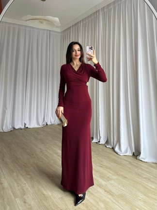 CROSS Maxi Elbise 7301 - Bordo - 4