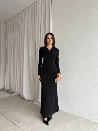 CROSS Maxi Elbise 7301 - Siyah - 4