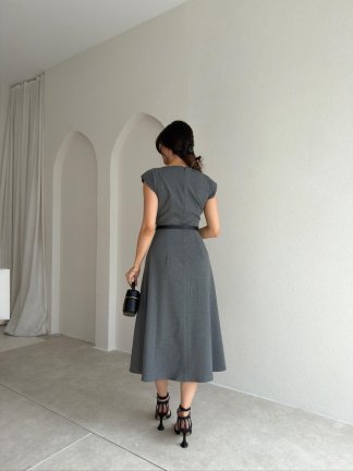 DACRON Midi Elbise 2589 - Gri - 3