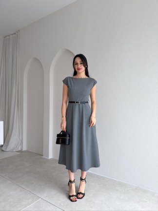 DACRON Midi Elbise 2589 - Gri - 2