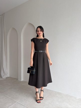 DACRON Midi Elbise 2589 - Acı Kahve - 2