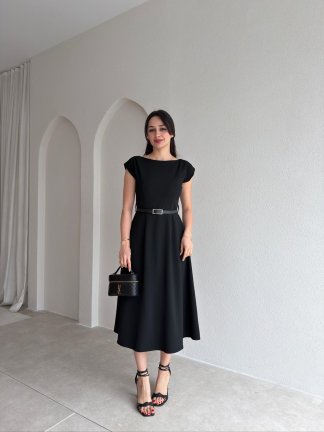 DACRON Midi Elbise 2589 - Siyah - 2