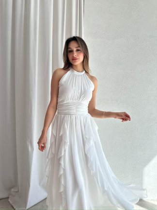 DALİA Maxi Elbise 8561 - Beyaz 