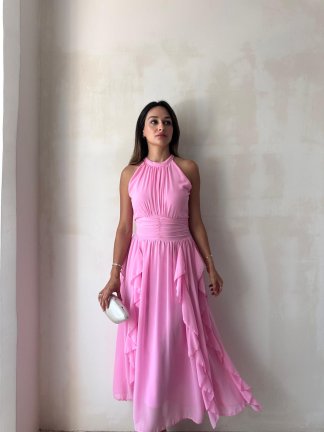 DALİA Maxi Elbise 8561 - Pembe 